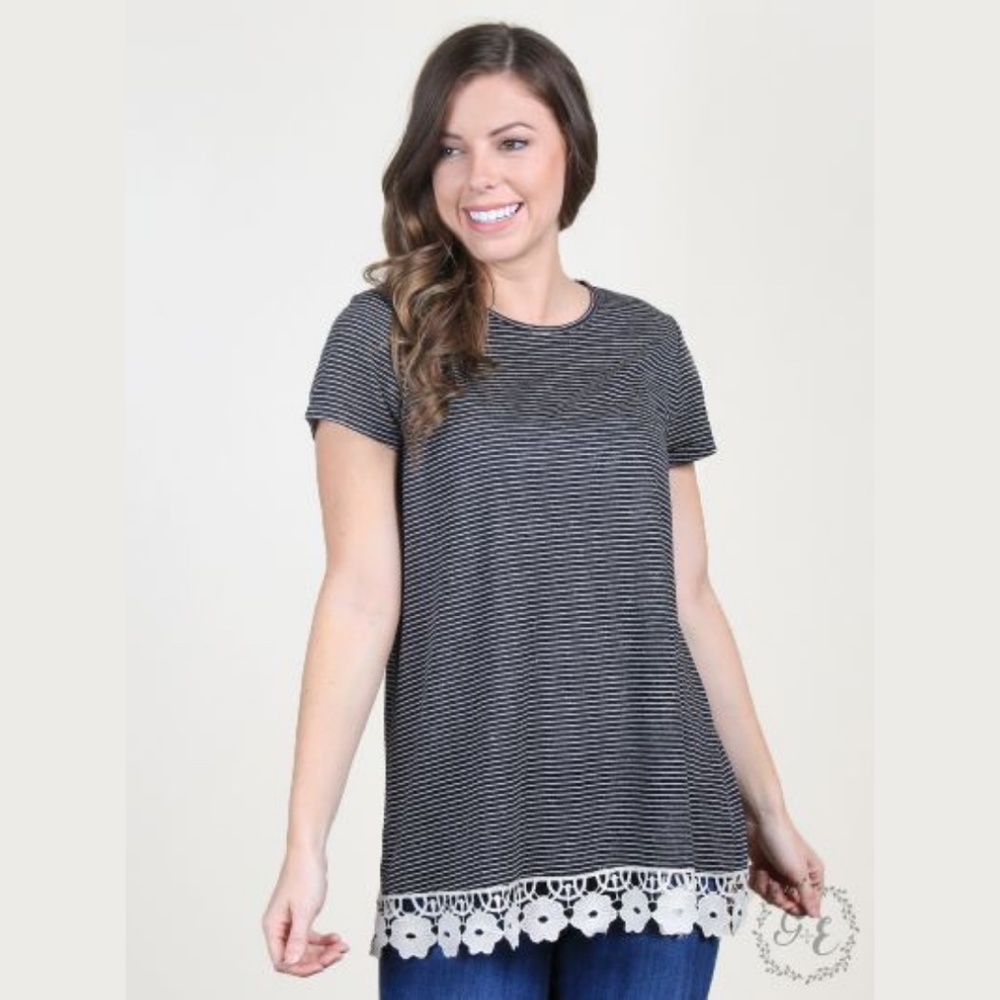 Striped Black Lace Top